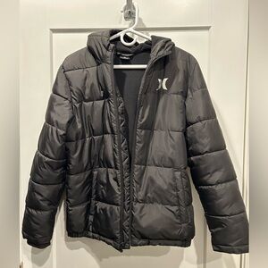 HURLEY black puffer jacket boys size XL, like new excellent condition